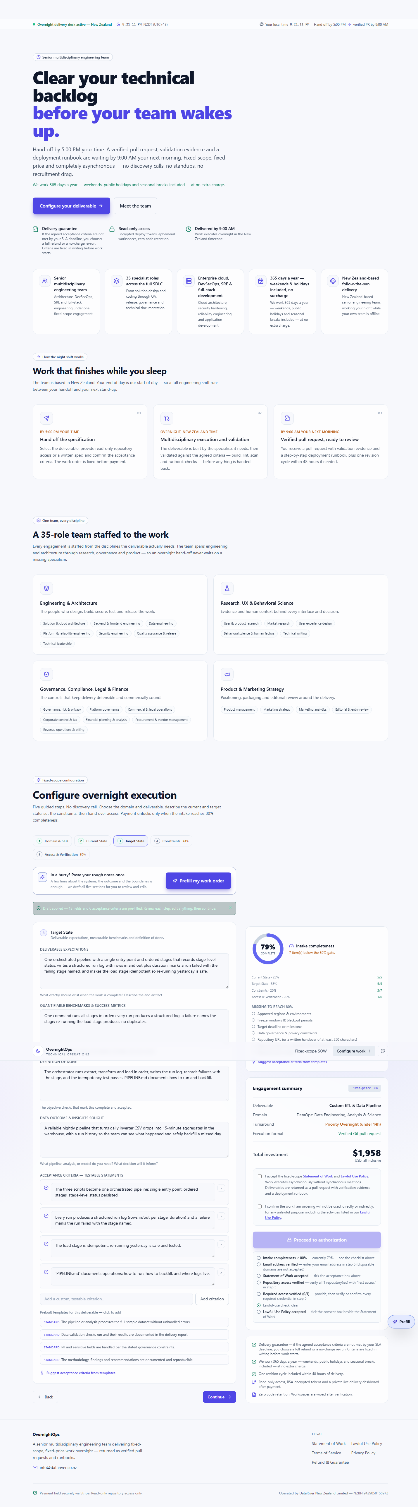 The Target State section filled in for this example — deliverable expectations, measurable benchmarks, definition of done and acceptance criteria.