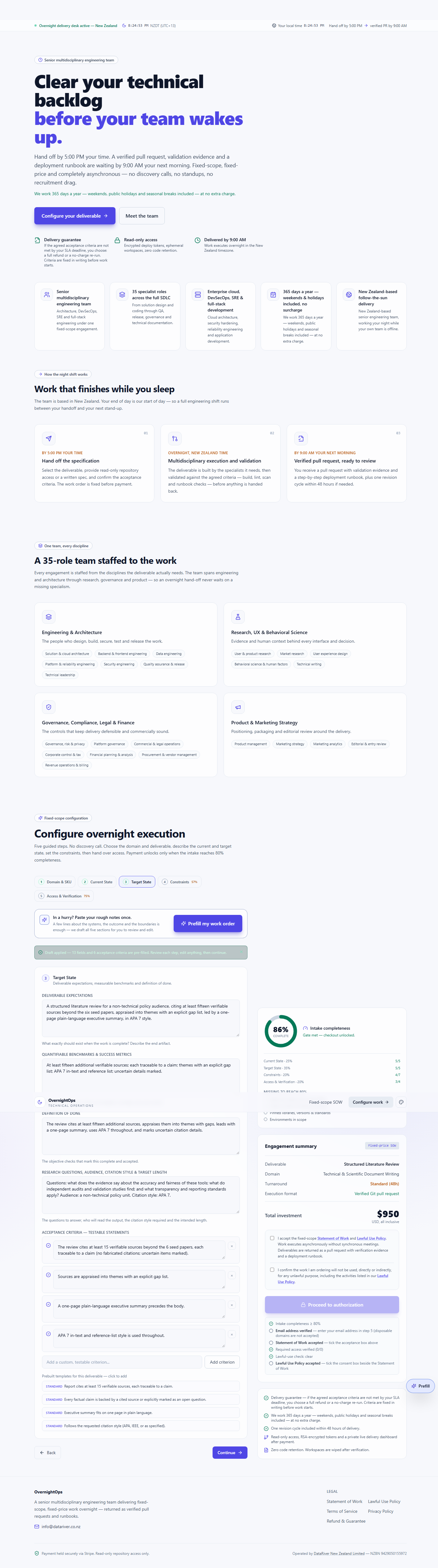The Target State section filled in for this example — deliverable expectations, measurable benchmarks, definition of done and acceptance criteria.